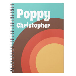 Caderno Espiral Curvas Coloridas Modernas de Groovy Personalizadas