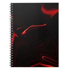 Caderno Espiral Curvas, ondulação no fundo preto vermelho.