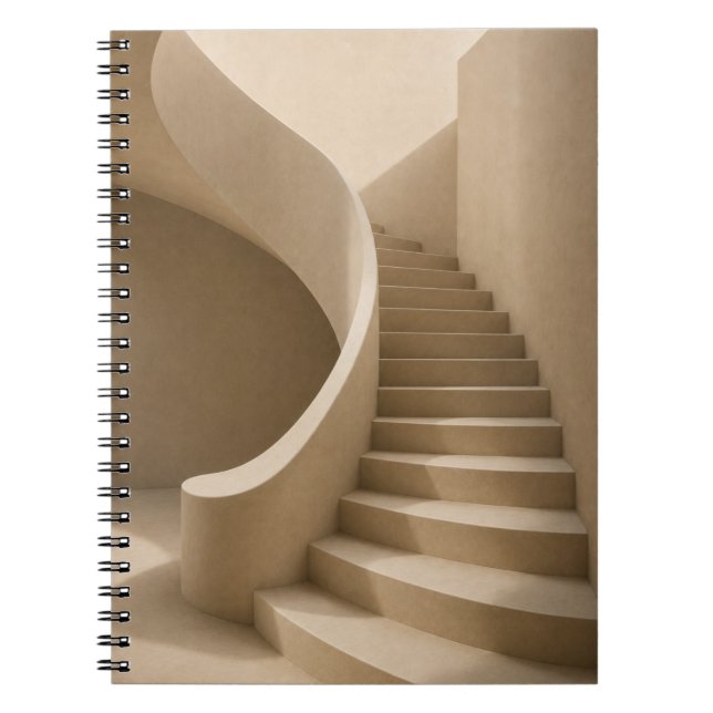Caderno Espiral Curved Staircase Minimalist Beige Notebook (Frente)