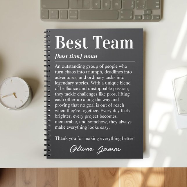 Caderno Espiral Custom Best Team Definition Employee Appreciation (Criador carregado)