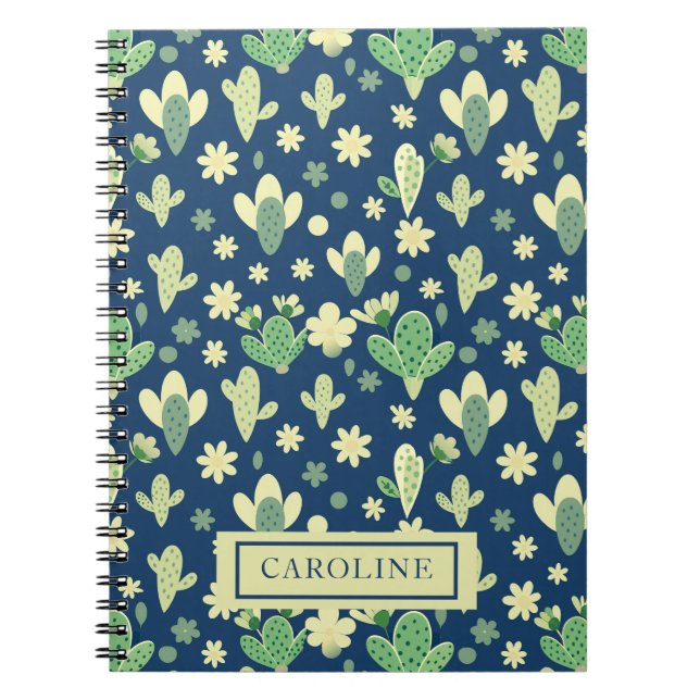 Caderno Espiral Custom Desert Cactus & Succulent Pattern (Frente)