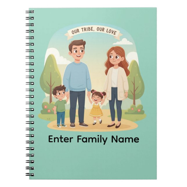 Caderno Espiral Custom Family Portrait Our Tribe Our Love (Frente)