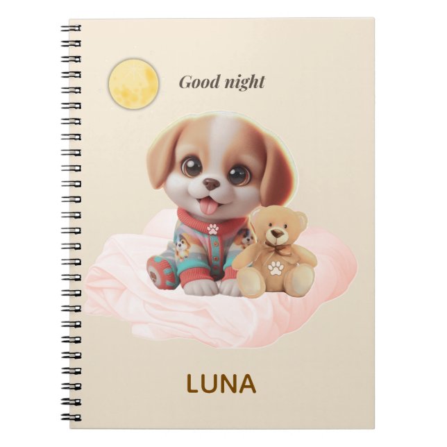 Caderno Espiral Custom Good Night Puppy Journal (Frente)
