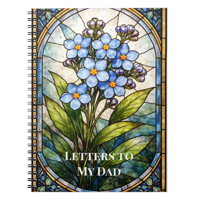 Caderno Espiral Custom Grief Journal Forget Me Not Stained Glass  (Frente)