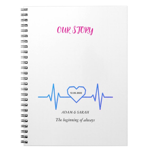 Caderno Espiral Custom Heartbeat Photo Notebook - Personalized Dat (Frente)