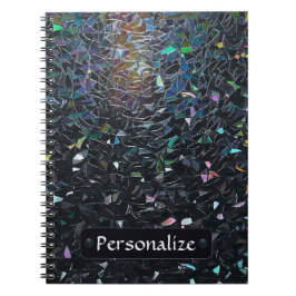 Caderno Espiral Custom Iridescent Abstract Stained Glass Pattern