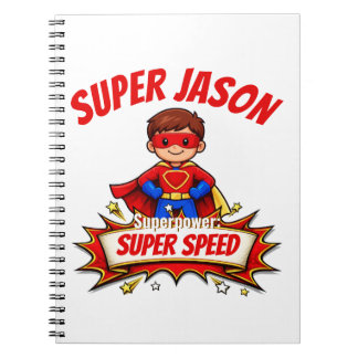 Caderno Espiral Custom Kids Superhero Name & Superpower