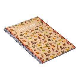 Caderno Espiral Custom Love is here Cozy autumn pattern Brown chic