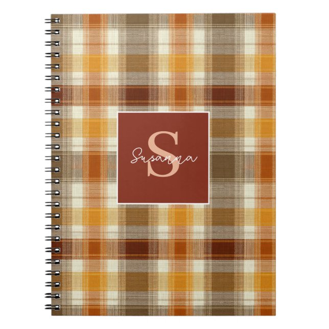 Caderno Espiral Custom Monogram Gingham Style Pattern (Frente)