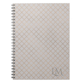 Caderno Espiral Custom Monogram Gold & Gray Taupe Notebook