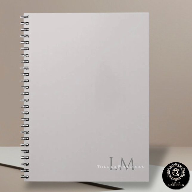 Caderno Espiral Custom Monogram Gray Taupe Notebook (Criador carregado)