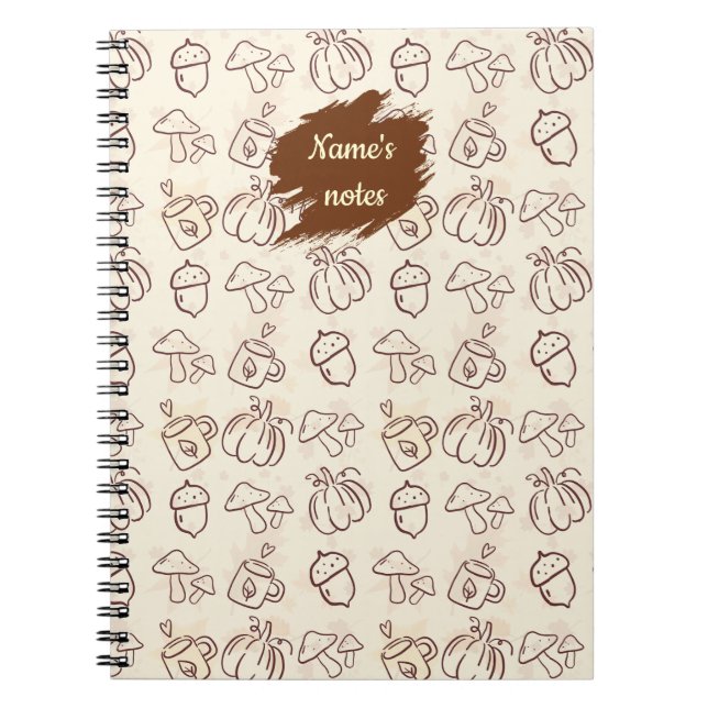 Caderno Espiral Custom Name Autumn Pattern Spiral Notebook (Frente)
