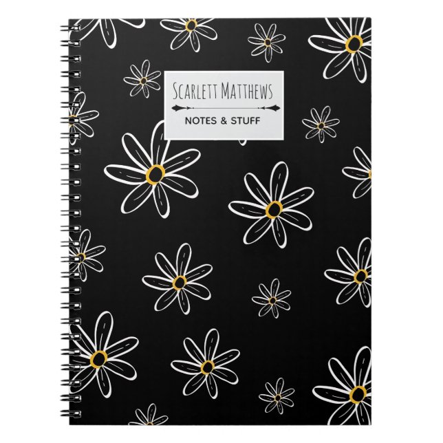 Caderno Espiral Custom Name Floral Notebook (Frente)