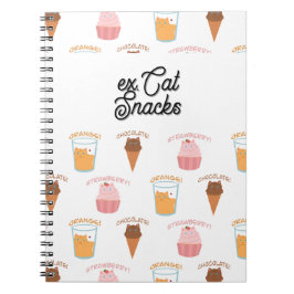 Caderno Espiral Custom Name Pink Cupcake and Black Cat Pattern 