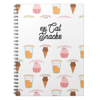 Caderno Espiral Custom Name Pink Cupcake and Black Cat Pattern 