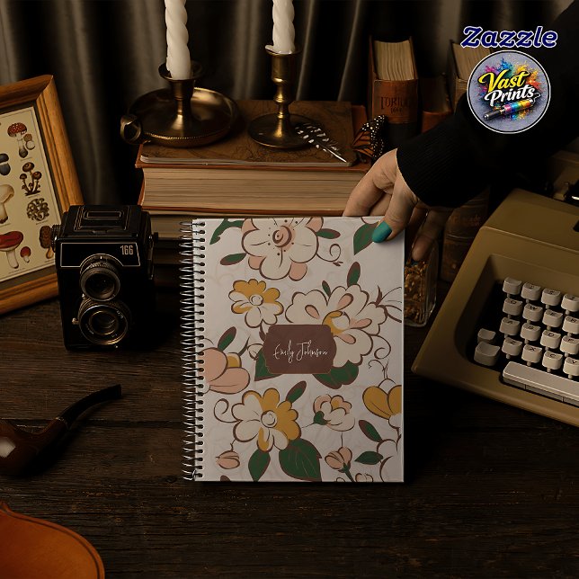 Caderno Espiral Custom Name Soft Pastel Floral Garden Name Label (Custom Name Soft Pastel Floral Garden Name Label Notebook)