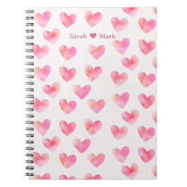 Caderno Espiral Custom Names Romantic Pink Love Design -