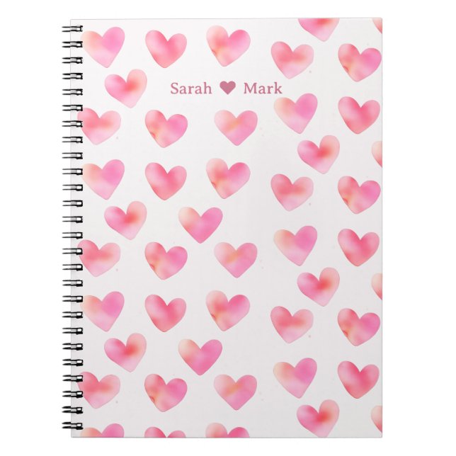 Caderno Espiral Custom Names Romantic Pink Love Design -  (Frente)