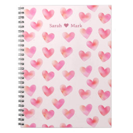 Caderno Espiral Custom Names Romantic Pink Love Design -
