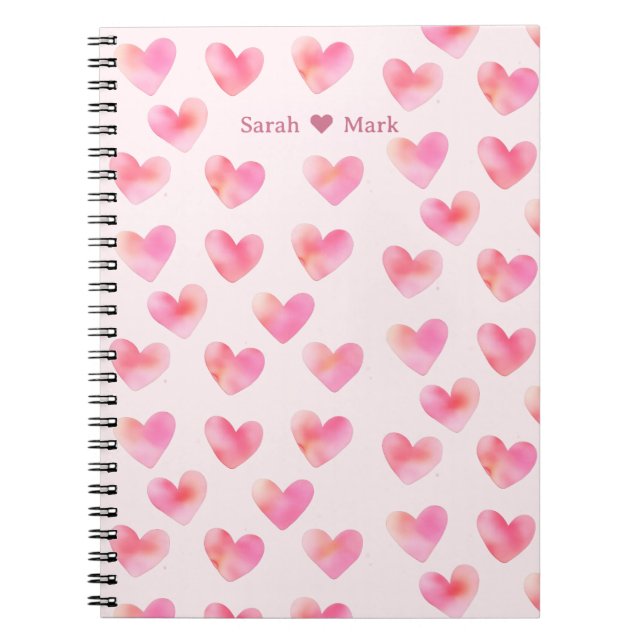 Caderno Espiral Custom Names Romantic Pink Love Design -  (Frente)