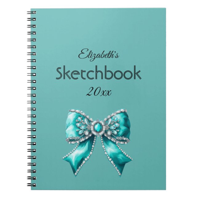 Caderno Espiral custom & personalized  name notebook with bow (Frente)
