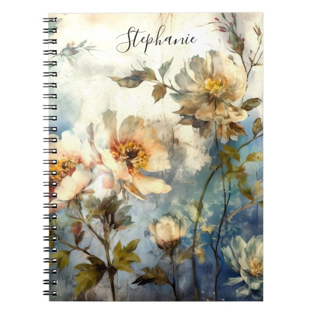Caderno Espiral Custom Reflective Dark Floral Ethereal Journal (Frente)
