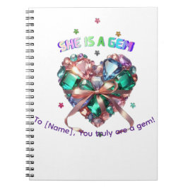 Caderno Espiral Custom She Is A Gem Heart Gemstone Gift