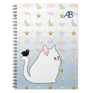 Caderno Espiral Customizável: Melro & gatinho
