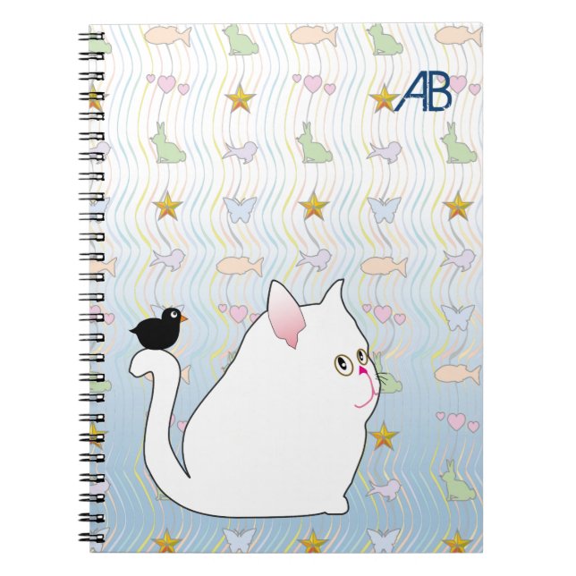 Caderno Espiral Customizável: Melro & gatinho (Frente)