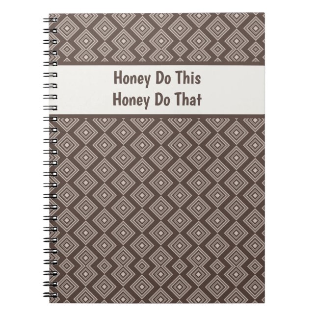 Caderno Espiral Customizeable Stylish Brown Geometric Pattern  (Frente)