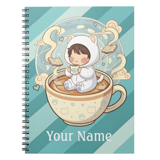 Caderno Espiral Customized Cat Notebook Journal for Student Writer (Frente)
