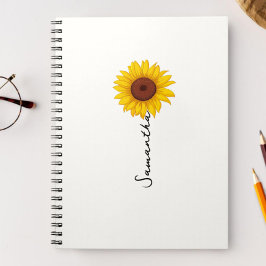 Caderno Espiral Customized minimal sunflower notebook, personalize