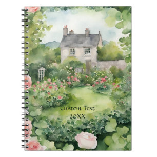 Caderno Espiral Custon Aestic Watercolor Irish VIlage Cottage