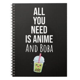 Caderno Espiral Cute Anime Boba Gifts Bubble Tea Otaku Kawaii