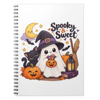 Caderno Espiral Cute Assustador & Doce Capuz de Fantasma para Cria