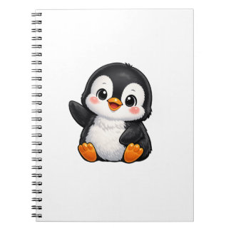 Caderno Espiral Cute Baby Penguin Waving Cartoon Character Kids Ka