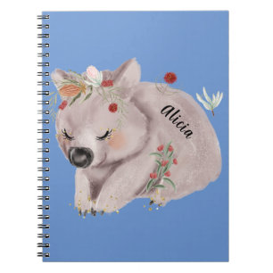 Caderno Espiral Cute Baby Wombat Dourado Speckle Personalizado