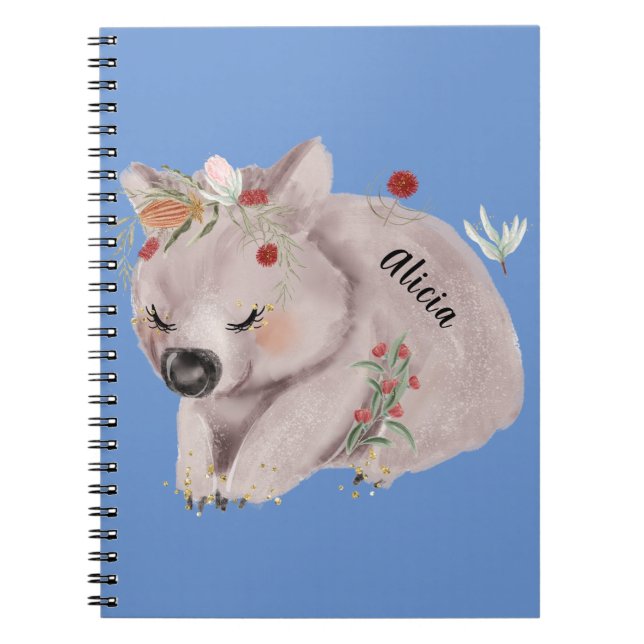 Caderno Espiral Cute Baby Wombat Dourado Speckle Personalizado (Frente)