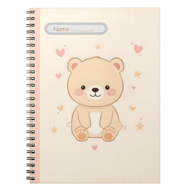 Caderno Espiral Cute Bear Pastel Notebook (Frente)
