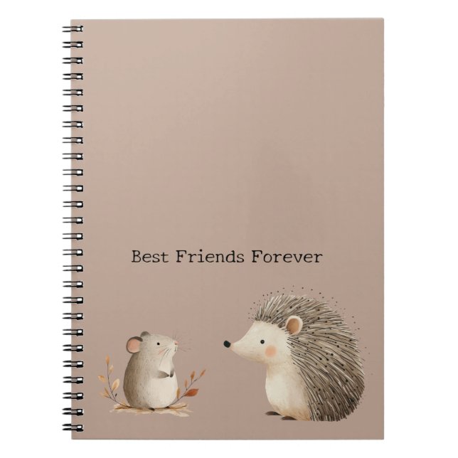 Caderno Espiral Cute Brown Cream Hedgehog Mouse Appreciation (Frente)
