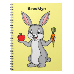 Caderno Espiral Cute bunny rabbit with vegetables cartoon