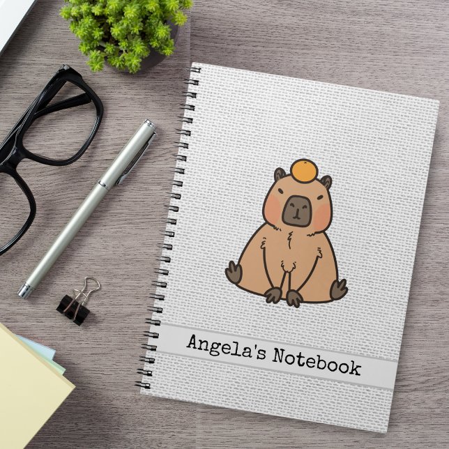 Caderno Espiral Cute Capybara com laranja (Capybara orange)
