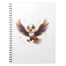 Caderno Espiral Cute Cartoon Eagle Flying – Friendly Vector Art