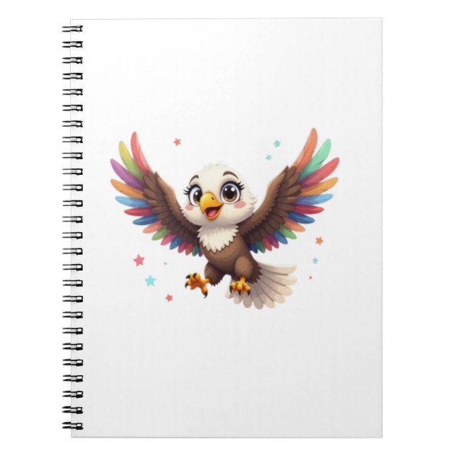 Caderno Espiral Cute Cartoon Eagle Flying – Friendly Vector Art (Frente)
