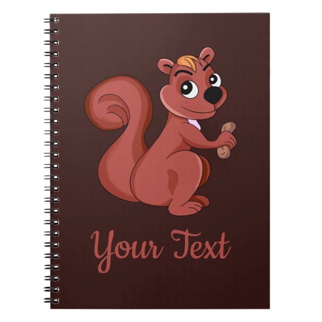 Caderno Espiral Cute cartoon squirrel with a peanut Photo Notebook (Frente)