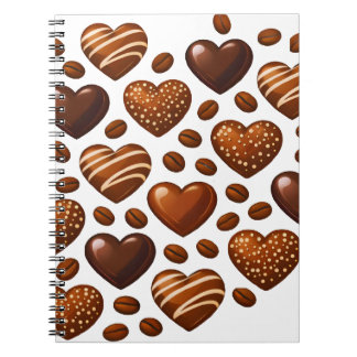 Caderno Espiral Cute Chocolate Hearts Notebook - Candy Love Journa