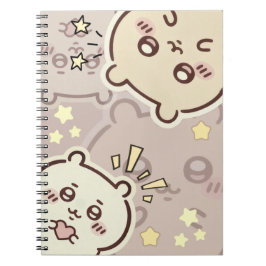Caderno Espiral Cute Cream Bear Pattern Spiral Notebook - Minimali