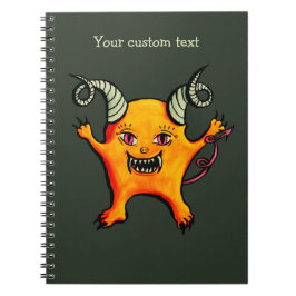 Caderno Espiral Cute Criatura Pequeno Diabo Hornudo Seu Texto