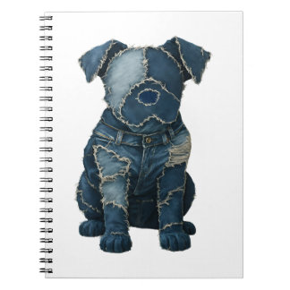 Caderno Espiral Cute Denim Patchwork Art Dog T-Shirt