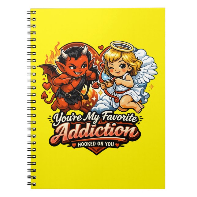 Caderno Espiral Cute Devil & Angel Valentine Day Love Design (Frente)